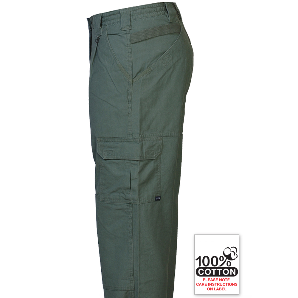 Men's100% Cotton Cargo Pants-OD Green